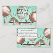 Roze Ballonnen Mint Turquoise Feest Planner Visitekaartje (Voorkant / Achterkant)