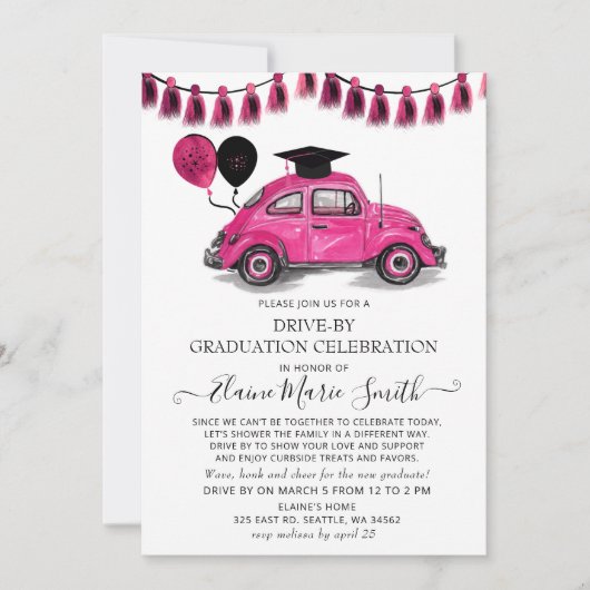  roze ballonnen op Afstuderen Kaart (Voorkant)