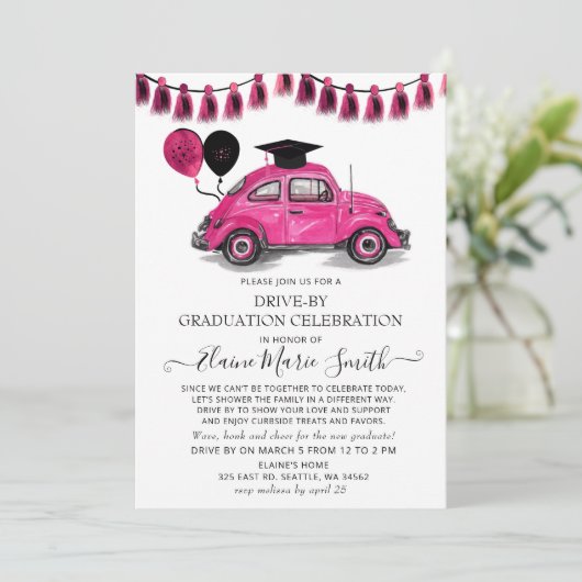  roze ballonnen op Afstuderen Kaart (Staand voorkant)