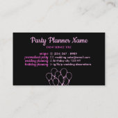 Roze ballonnen op Black Event Planner Visitekaartje (Achterkant)