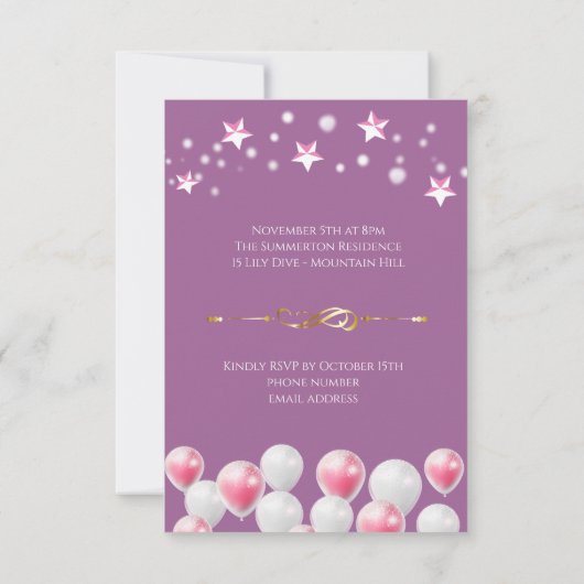 Roze ballonnen speciale persoon verjaardagsfeestje kaart (Achterkant)