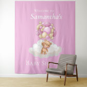 Roze ballonnen Teddy Bear Baby shower baby shower Wandkleed (In situ)