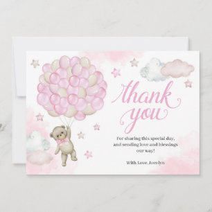 Roze ballonnen Teddy Bear Baby shower Bedankt voor