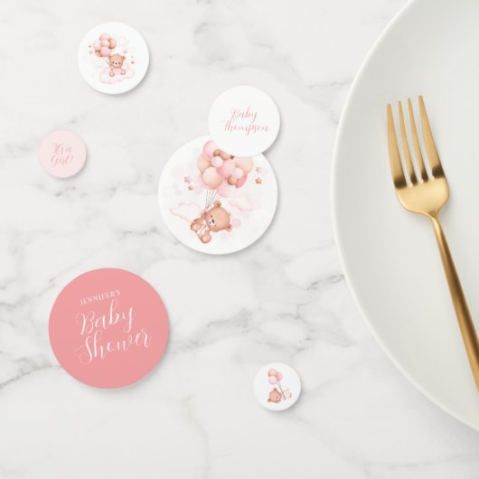 Roze ballonnen Teddy Bear Baby shower Confetti (Groep)