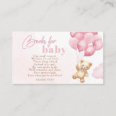 Roze ballonnen Teddy beerboeken voor baby ticket Informatiekaartje (Voorkant)
