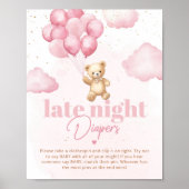 Roze ballonnen teddybeer Late nacht luiers Poster (Voorkant)