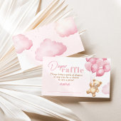 Roze ballonnen teddybeer luier loterij ticket informatiekaartje