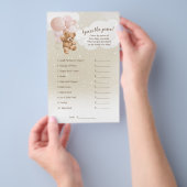 Roze Ballonnen Teddybeer Prijs Raden Spel Flyer (Hand)