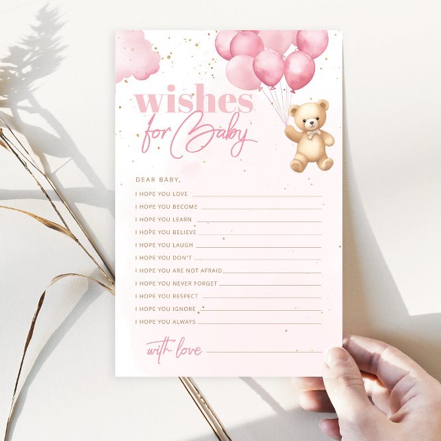 Roze ballonnen teddybeer wensen voor baby (Creator heeft geüpload)