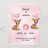 Roze Ballonnen Trouw Uitnodiging Template, (Voorkant / Achterkant)