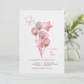 Roze ballonnen uitnodiging (Staand voorkant)