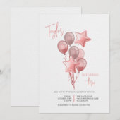 Roze ballonnen uitnodiging (Voorkant / Achterkant)