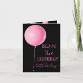 roze ballonnen van de eerste verjaardagskaart kaart (Voorkant)
