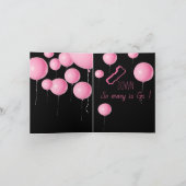 roze ballonnen van de eerste verjaardagskaart kaart (Binnen)