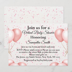 Roze ballonnen Virtual Baby shower Kaart