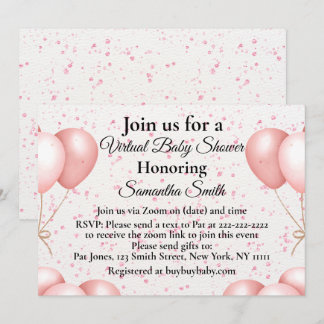 Roze ballonnen Virtual Baby shower Kaart