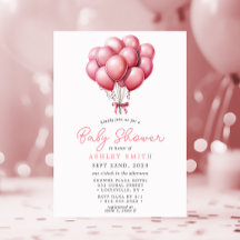 Roze Ballonnen Watercolor Meisje Baby Shower