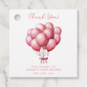 Roze Ballonnen Waterverf Meisje Baby shower Bedankjes Labels (Voorkant)