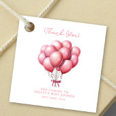 Roze Ballonnen Waterverf Meisje Baby shower Bedankjes Labels