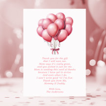 Roze Ballonnen Waterverf Meisje Baby Shower Dankje