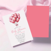 Roze Ballonnen Waterverf Meisje Baby shower Kaart