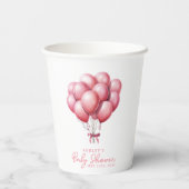 Roze Ballonnen Waterverf Meisje Baby shower Papieren Bekers (Achterkant)