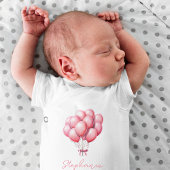 Roze Ballonnen Waterverf Meisje Baby Shower  Romper