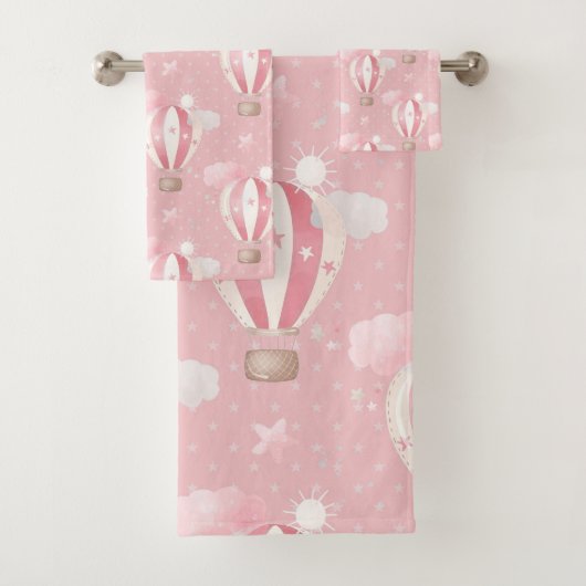 Roze ballonpatroon bad handdoek (Insitu)