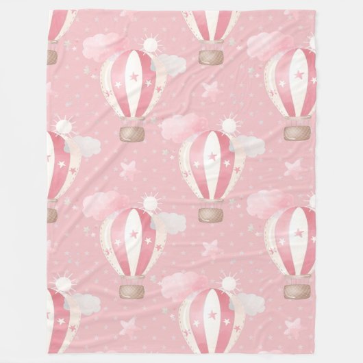 Roze ballonpatroon fleece deken (Voorkant)