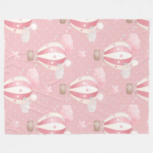 Roze ballonpatroon fleece deken (Voorkant (Horizontaal))