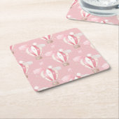 Roze ballonpatroon kartonnen onderzetters (Schuin)