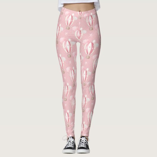 Roze ballonpatroon leggings (Voorkant)