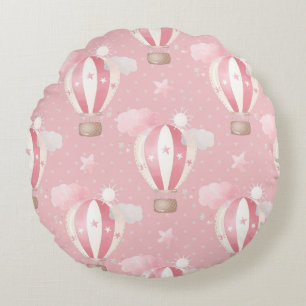 Roze ballonpatroon rond kussen