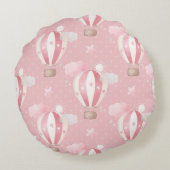Roze ballonpatroon rond kussen (Achterkant)