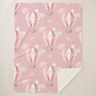 Roze ballonpatroon sherpa deken