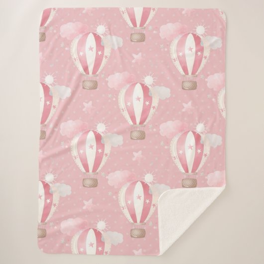 Roze ballonpatroon sherpa deken (Voorkant)