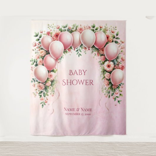 Roze Ballons Achtergrond Wandkleed (Voorkant)