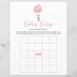 Roze Ballons Baby shower Bingo spel