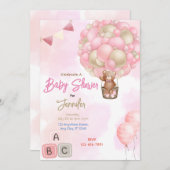 Roze Ballons Baby shower Kaart (Voorkant / Achterkant)