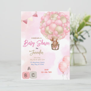 Roze Ballons Baby shower Kaart