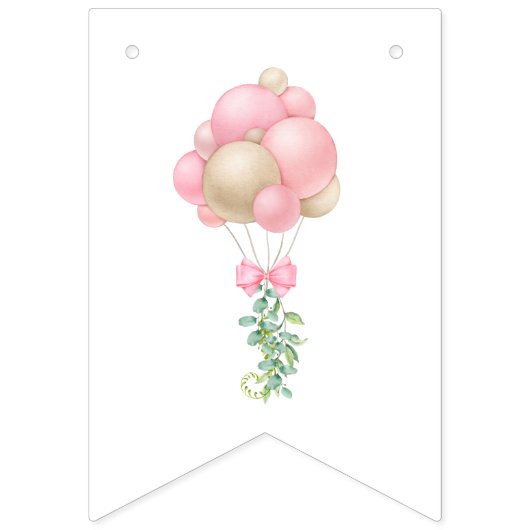Roze Ballons Baby shower Vlaggetjes (Tweede vlag)