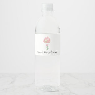 Roze Ballons Baby shower Waterfles Etiket