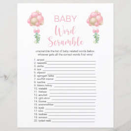 Roze Ballons Baby shower Word Scramble