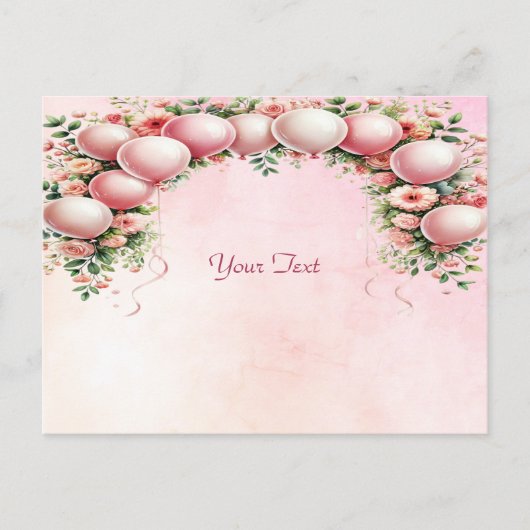 Roze Ballons Briefkaart (Voorkant)