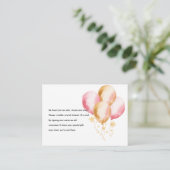 Roze Ballons Cup Cake Baby Boek Aanvraag Informatiekaartje (Staand voorkant)