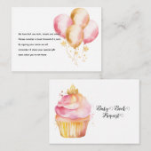 Roze Ballons Cup Cake Baby Boek Aanvraag Informatiekaartje (Voorkant / Achterkant)