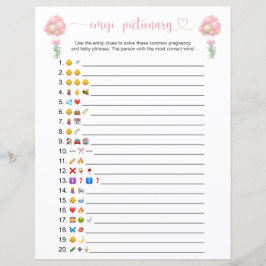Roze Ballons Emoji Pictionary Baby shower Game