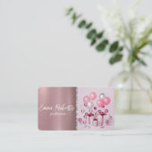 Roze Ballons Event Verjaardagsplanning Visitekaartje (Staand voorkant)