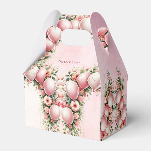 Roze Ballons Favor Box Bedankdoosjes (Achterkant)