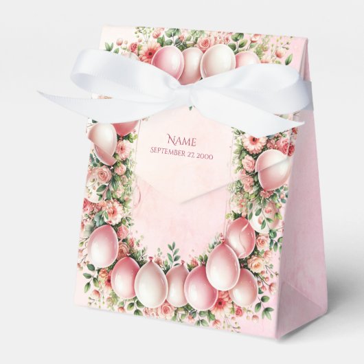 Roze Ballons Favor Box Bedankdoosjes (Voorkant Zijde)